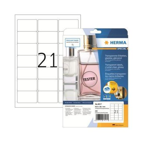 Herma Etiq. transp.    63,5x38,1 25f. DIN A4 525 pièces      8017 (1/4)