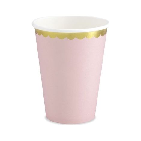 Vasos de papel, rosa claro con borde dorado, 220 ml, 6 unidades. (1/5)