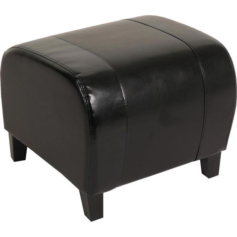 Taburete cubo Taburete Emmen, cuero + cuero sintético, 37 x 45 x 47 cm Certificado MVG, negro (1/5)