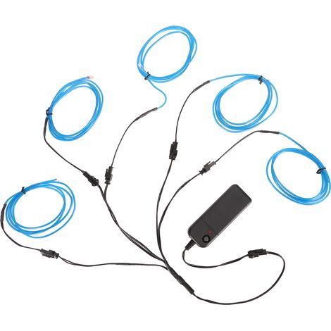 Fil lumineux néon décoratif flexible 5 en 1 à lumière froide EL bleue, réduction du bruit, idéal pour les fêtes en voiture, Halloween et les fêtes de Noël. (1/5)