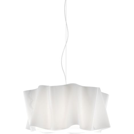 Sospensione Moderna Folio Polilux ® Bianco E Metallo Cromo 1 Luce E27 D50Cm (1/2)