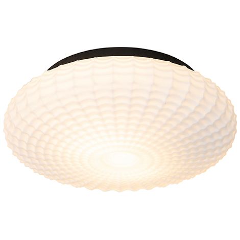 Klassische Deckenleuchte schwarz mit Opalglas 35 cm IP44 - Nohmi