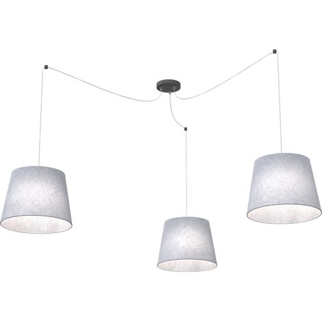 Sospensione 3 Luci Ascot Con Fermacavi E Paralumi Grigio (1/3)