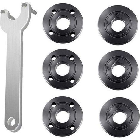 pair Set di 7 chiavi per flange per smerigliatrici angolari, dado di bloccaggio in metallo, 1 chiave per smerigliatrice angolare, 6 dadi per flange, compatibile con Dewalt, Bosch, Black & Decker, Ryob (1/4)