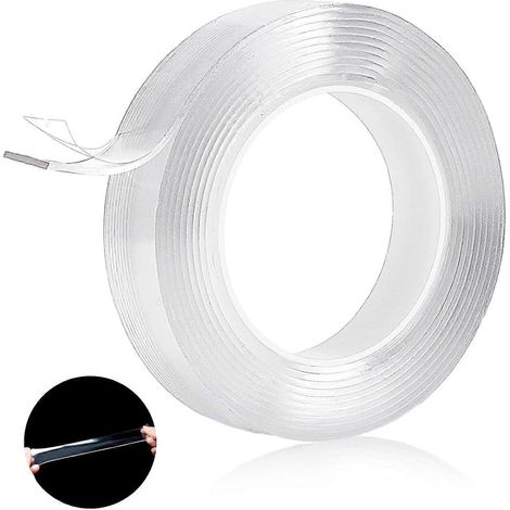 Ruban adhésif double face ultra-résistant Sumo Strip transparent nano-adhésif réutilisable lavable sans traces pour tableaux et moquettes (1/5)