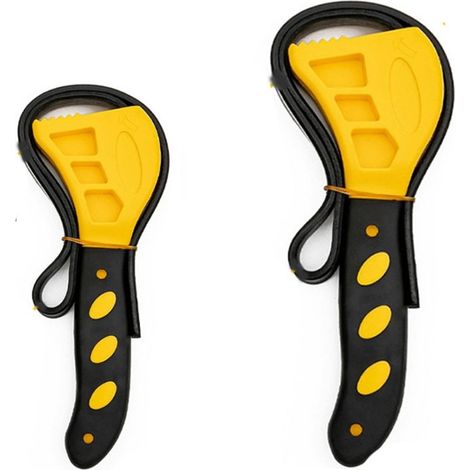 Oil Filter Wrench - Adjustable Strap Wrench - For Filter Caps Pipes Bottles - 2 pcs (1/5)
