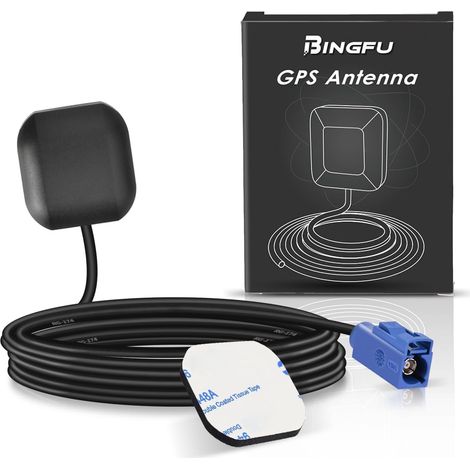Antenne GPS Autoradio Voiture Actif Puissante Fakra C Bleu Étanche Support Magnétique et Adhésif, Câble 3 m, pour Module Navigation Traceur Localisateur GPS, Camion Bateau Marin Véhicule (1/5)