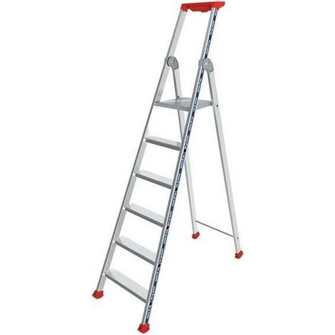 Tubesca Comabi – Marchepied escabeau aluminium 6 marches – Antidérapant – Hauteur de travail jusqu’à 3,59 m – Pour usage professionnel intensif