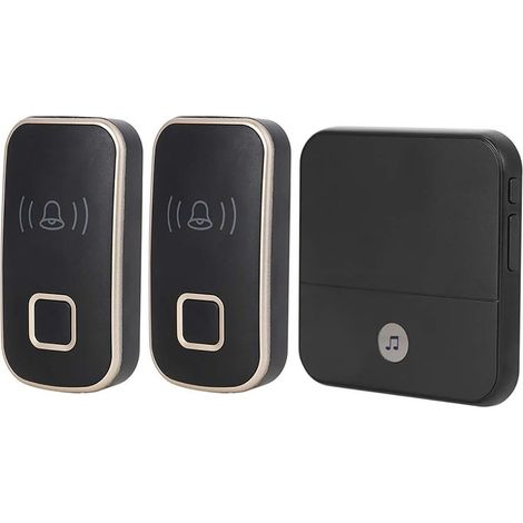 Campagne de porte sans fil télécommande vieil homme appelle 110dB 1 contre 2 Noir (1/5)
