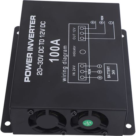 Convertisseur abaisseur de tension 24 V CC vers 12 V CC avec contrôle de température pour voitures, camions, camping-cars, SUV et bus (100 A). (1/5)