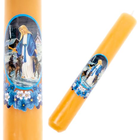Candela con l'immagine della Madonna della Candelora in cera colorata, 19 cm (1/3)