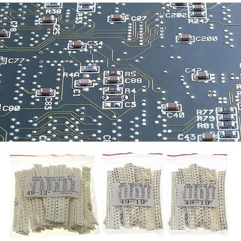 Condensateur CMS - 1206 0805 0603 - 1 pF à 10 µF - 36 valeurs - 720 pièces - Emballage antistatique