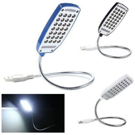 Mini Lampe Flexible Usb Lumière Blanche 28 Led 1,5 W Pour Ordinateur Portable Lecture Led-828 (1/2)