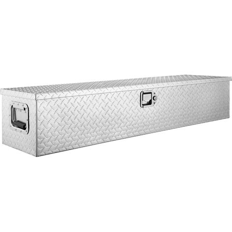 Coffre à outils en aluminium robuste pour camion et remorque, serrure à clé, dimensions 121,9 x 38,1 x 38,1 cm, couleur argent. (1/5)