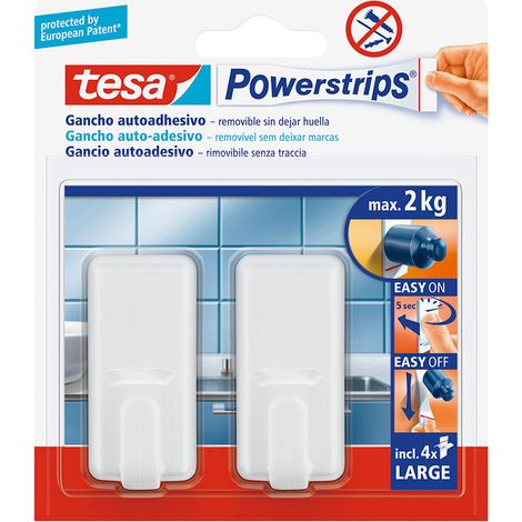 3 Tesa Powerstrips Jusqu'à 2kg Classic Blanc 58010 (1/2)
