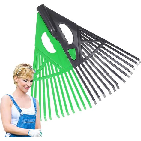 Râteau à Ramasser Les Feuilles Outil de Jardinage Ergonomique Anti-Dérapant Râteau Déchaumeur pour Pelouse Pour Terrasses, Cours, Porches, Cours, Balcons, Terrasses, Allées E (1/5)