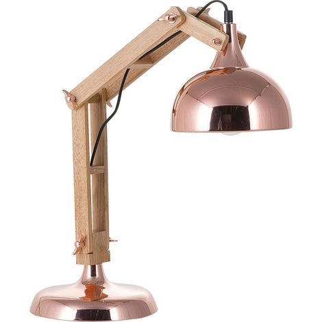 Schreibtischlampe SALADO verstellbar Holz Kupfer