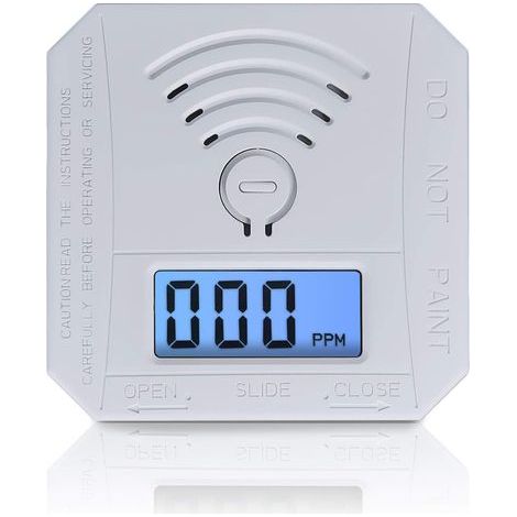 Détecteur de monoxyde de carbone, détecteur d'alarme de moniteur de gaz CO conforme aux normes UL 2034, capteur de CO avec affichage numérique LED pour la maison, le dépôt, alimenté par batterie (1/5)
