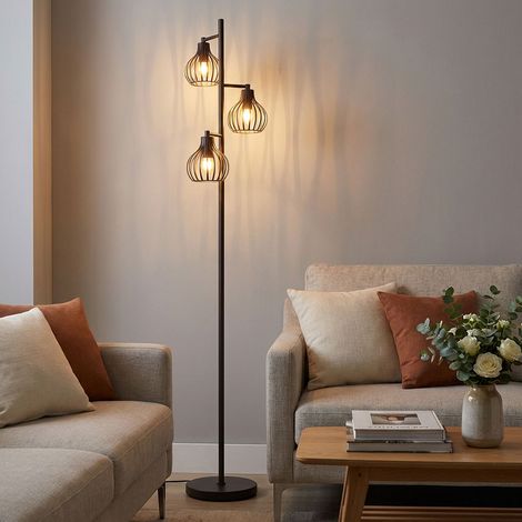 Lampada da terra a LED, lampada da soggiorno, dimmerabile, in metallo color bronzo, H 161 cm (1/5)