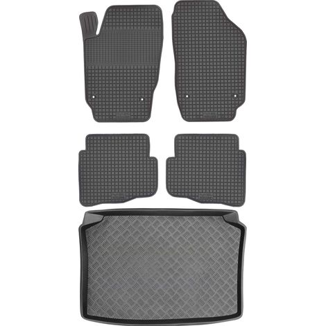 Set di tappetini in gomma per auto e tappetino per bagagliaio per Volkswagen Polo IV Hatchback dal 2002 al 2009.