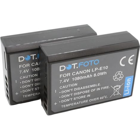 2 x LP-E10 Premium 7.4v / 1080mAh Batterie Rechargeable pour Canon EOS 1100D, 1200D, 1300D, 1500D, 2000D, 3000D, 4000D (1/5)