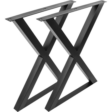 PrimeMatik - Pieds en 'X' de table en acier 590 x 50 x 710 mm 2-pack (1/5)