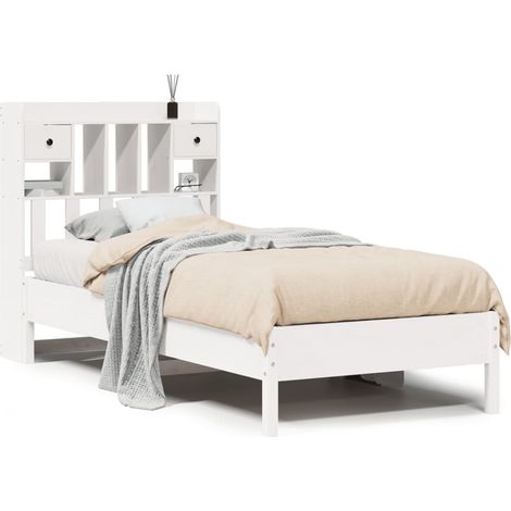 Maison Exclusive - Lit bibliothèque sans matelas blanc 90x190cm bois de pin massif