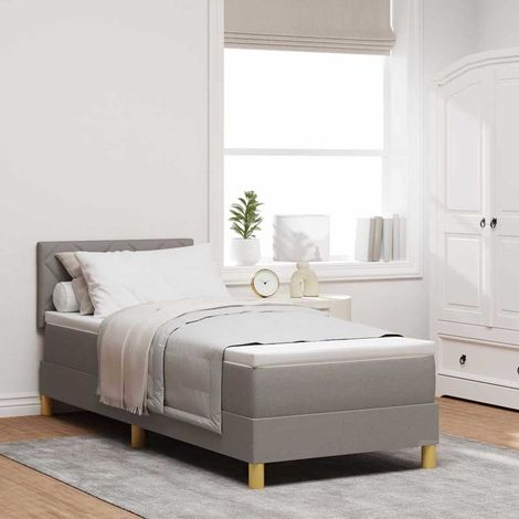 LED Boxspringbett mit LED-Lichtleisten Taupe 80 x 200 cm Stoff