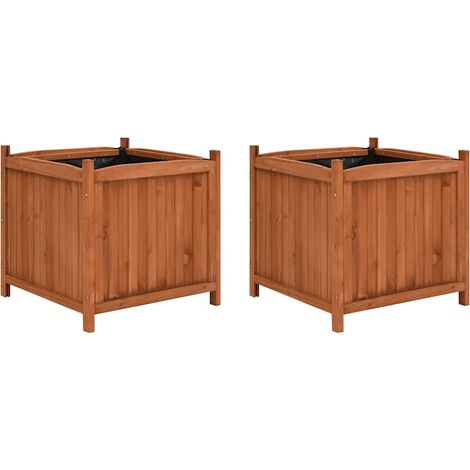 Jardinières surélevées 2 pcs 50x50x50 cm Bois de sapin (1/5)