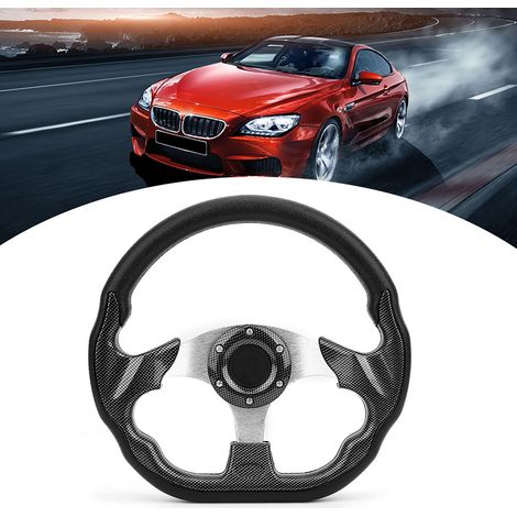 Volant de course, volant de voiture universel 320MM dérive de course de Style en Fiber de carbone avec bouton de klaxon (1/5)