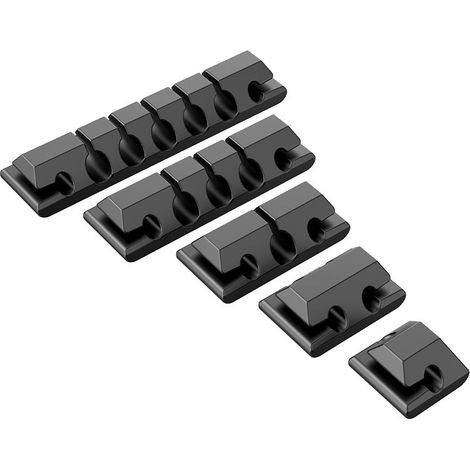 Lot de 5 clips de câble, supports de serre-câbles en silicone auto-adhésifs pour organisateur de cordon, système de support de câble USB, gestion des câbles pour la maison, le bureau, la voiture et le