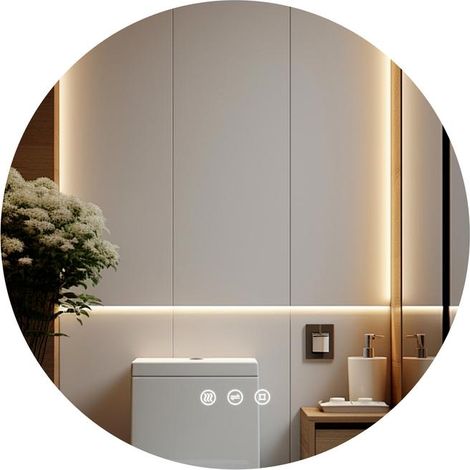 Runder Badezimmerspiegel GIMBELEN mit LED-Beleuchtung, 60 cm, 3 Lichtfarben, Dimmer, Touch-Schalter, Speicherfunktion, IP44 (1/5)