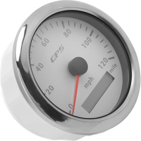 85-mm-GPS-Tachometer (3,35 Zoll), 120-mph-Kilometerzähler, IP67 wasserdicht, weiß für Armaturenbrett (1/5)