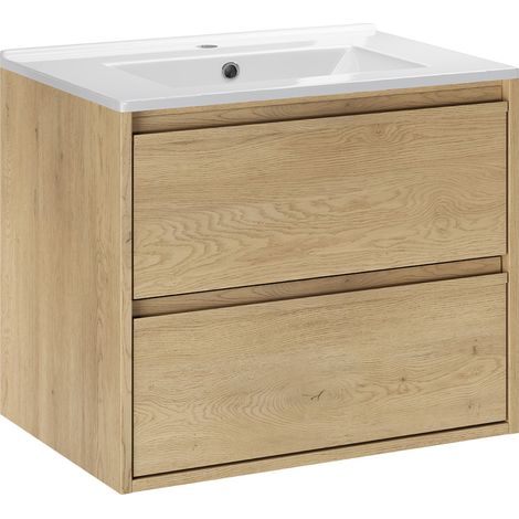 Mueble con lavabo simple empotrado 60cm Edmé Bois (1/4)
