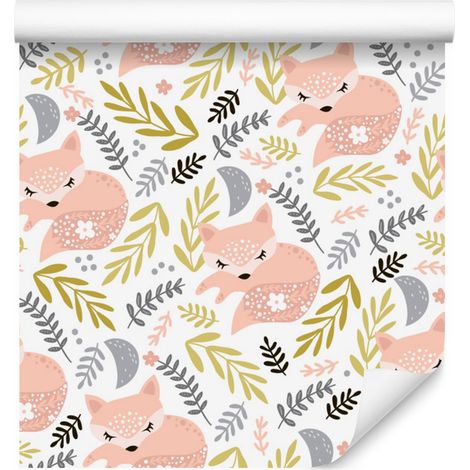 Papier peint Renards endormis mignons pour salon et chambre 50x1000 cm (1/5)