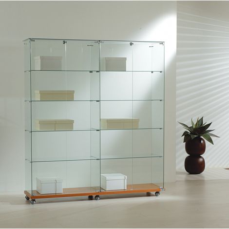 Vetrina Cristalli Temperati 157x40x180 cm LL OF1618 Made in Italy Colore Ciliegio (1/5)