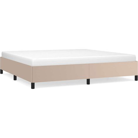 Cadre de lit 200x200 cm avec sommier à lattes en similicuir pour chambre cappuccino (1/5)