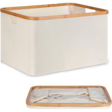 Panier À Linge - 50 L - En Fibres De Bambou Et Tissu Oxford - Pliable Avec Poignées - Pour Buanderie Chambre Salle De Bain - 1 Pièce (1/5)