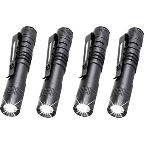 Mini-LED-Taschenlampen (4er-Pack) Kleine 9 cm Taschenlampen mit Clips, geeignet für Außenbeleuchtung, Camping, Wandern und Notfälle.