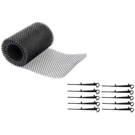 Grilles de Protection de Gouttière durable en PP,Protège Toiture et Protection contre Feuille+PLUS 10 Crochets de fixation+16cm de largeur+6m de longeur,Grillages de protection pour gouttière,Grillage (1/5)