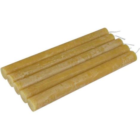 Lot de 5 Bougies Chandelier "Rustique" 20cm Jaune (1/3)