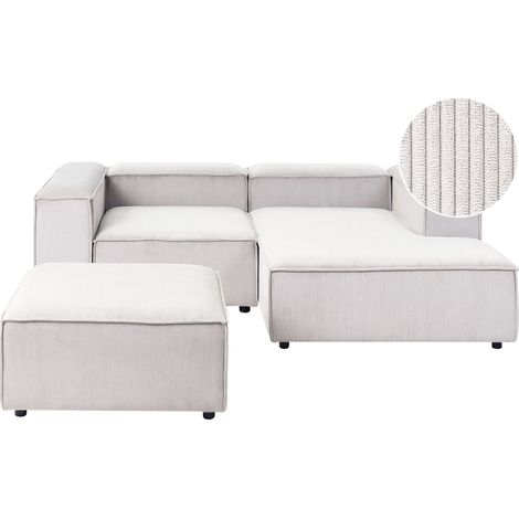 Modular Corner Sofa 3 Seater ARDAL Corduroy Off-White Left Hand (1/5)