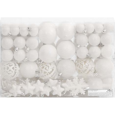 Ensemble de boules de Noël 111 pièces blanc polystyrène vidaXL (1/5)