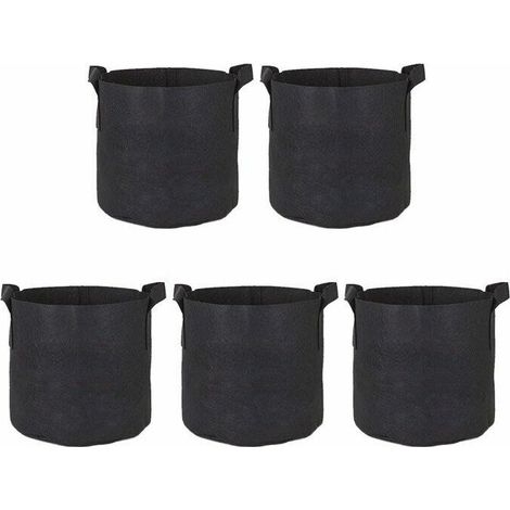 Lot de 5 Sac de Plantation Noir en Tissu Non Tissé - Sac Jardin Résistants, Réutilisables et Respirants avec Poignées,4035cm (1/4)