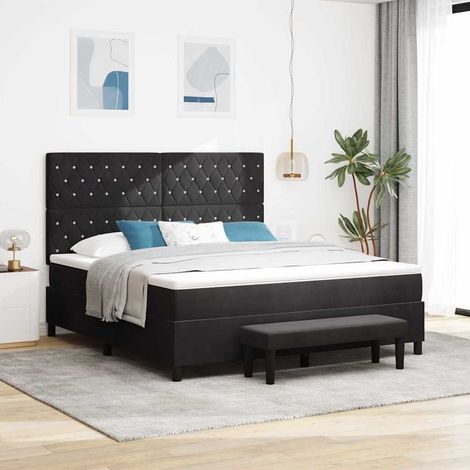 vidaXL Cama tipo Box Spring con cabecera Negro 200 x 180 cm Terciopelo (1/5)