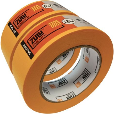 Zulu Precision Outdoor/Indoor Yellow Painters Masking Tape - 38mm x 50m (2-6 months), 2 Pack (1/2)
