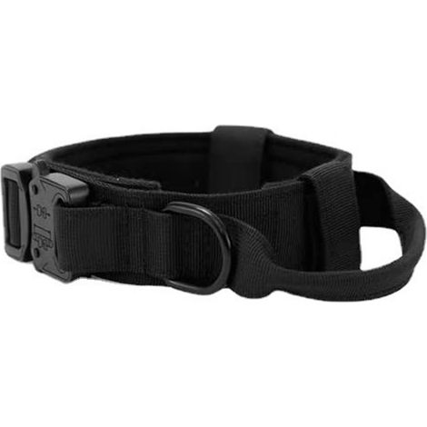 Collar ajustable para perros, cómodo y transpirable, con hebilla de anilla en D de metal, para adiestrar perros medianos a grandes, color caqui XL. (1/5)