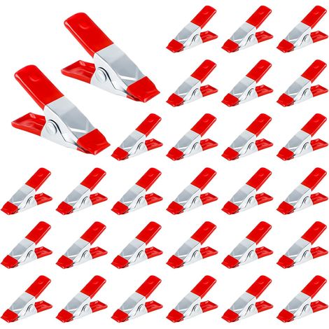 Paquete de 30 pinzas metálicas con resorte y revestimiento de goma para equipos fotográficos y accesorios de camping, color rojo. (1/5)