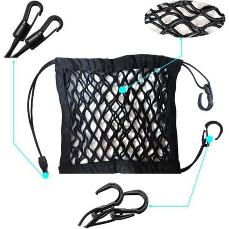 Filet de Rangement Voiture Universelle Filet de Protection Voiture pour Chien Sécurité Siège Arrière Organisateur Élastique (1/4)
