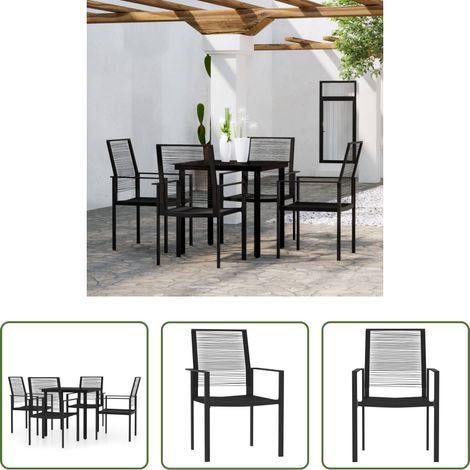 vidaXL Salle à manger extérieur - Ensemble à manger de jardin 5 pcs Noir (1/5)